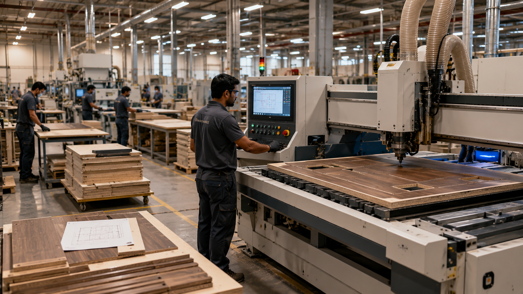 In-production custom furniture at Noida factory